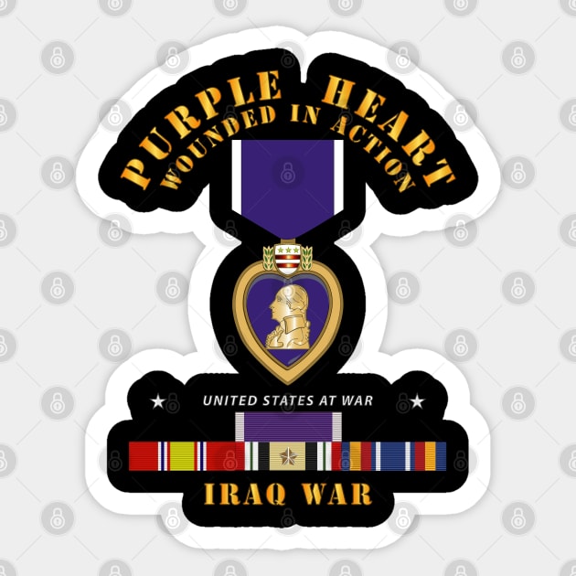 Purple Heart - WIA w IRAQ SVC w Purple Heart Ribbon Sticker by twix123844